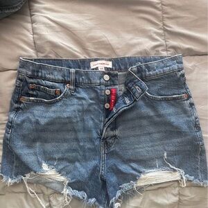 Lucky Brand Distressed High Rise Mom Jean Shorts